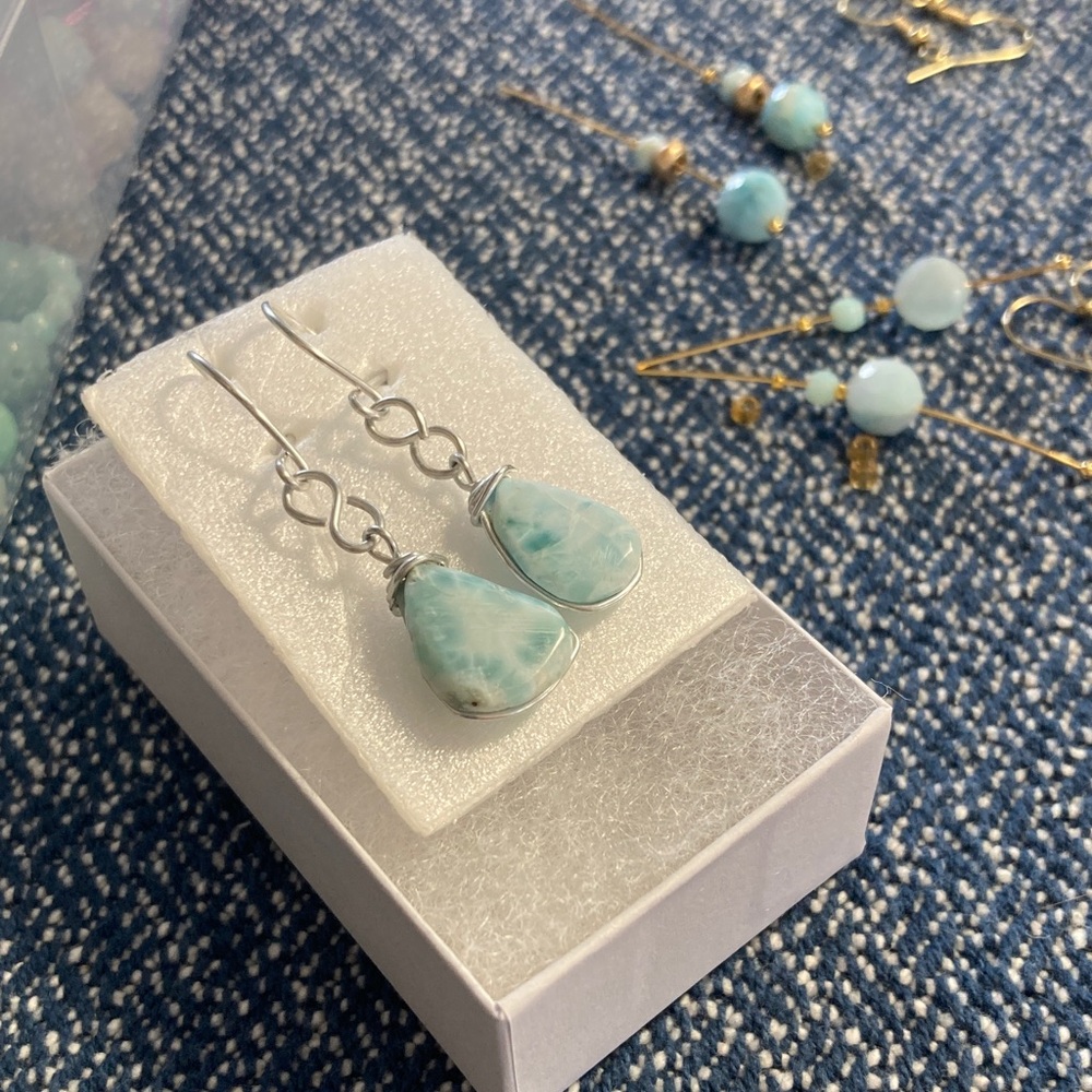 Earrings Larimar from the Dominican Republic! I bought while traveling - Picture 5 of 5